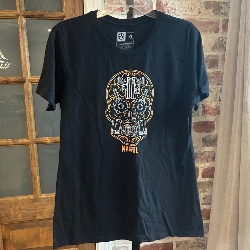 Magpul T-Shirt Women Black Sugar Skull Graphic Short Sleeve Tee Tactical Goth XL